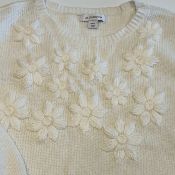 NWT Liz Claiborne Womens Crew Neck Cream Long Sleeve Floral Sweater PXXL - Picture 5 of 13